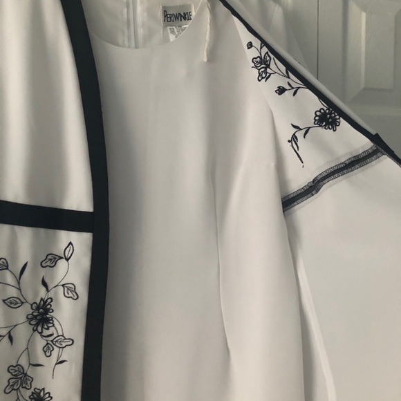 Vintage Periwinkle White Dress w/Attach Jacket 14 - Picture 4 of 11